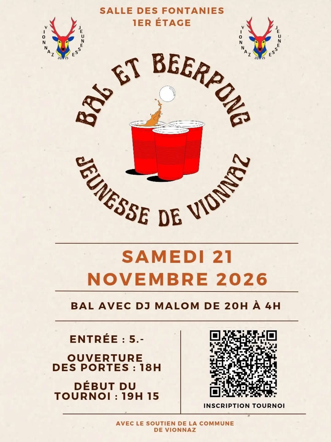 Affiche de Bal et beerpong de la Jeunesse de Vionnaz