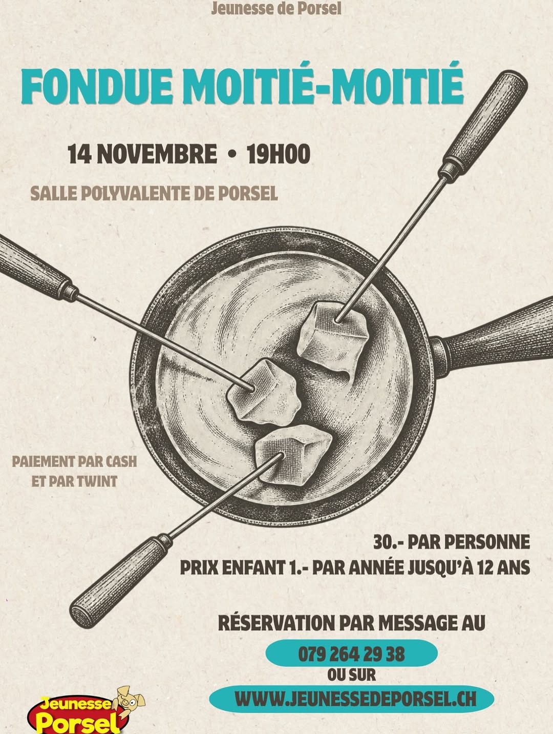 Affiche de Fondue moitié-moitié de la Jeunesse de Porsel