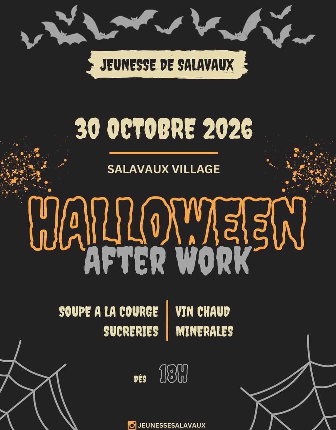 Affiche de After Work d'Halloween de la Jeunesse de Salavaux