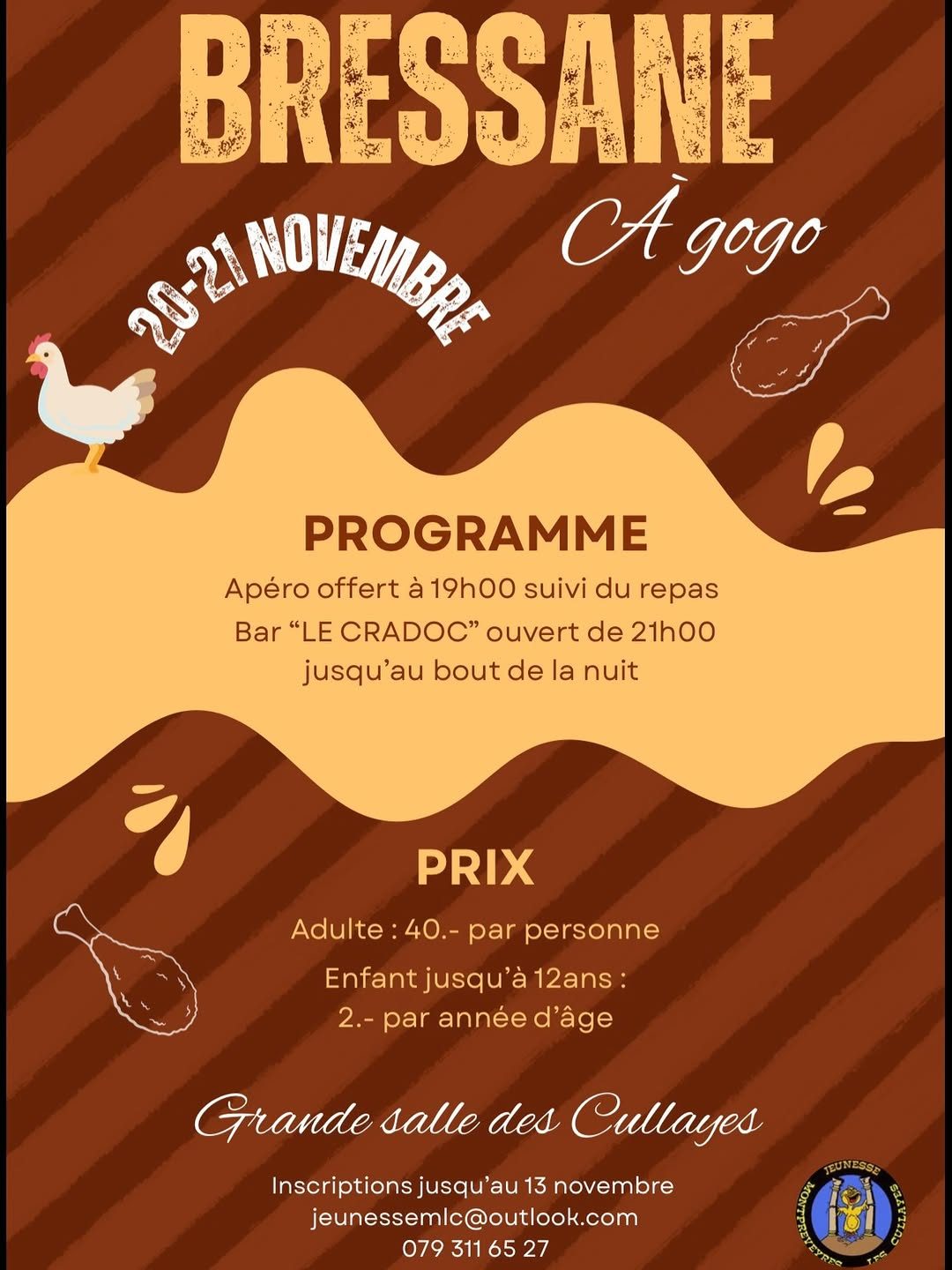 Affiche de Bressane à gogo de la Jeunesse de Montpreveyres-Les Cullayes