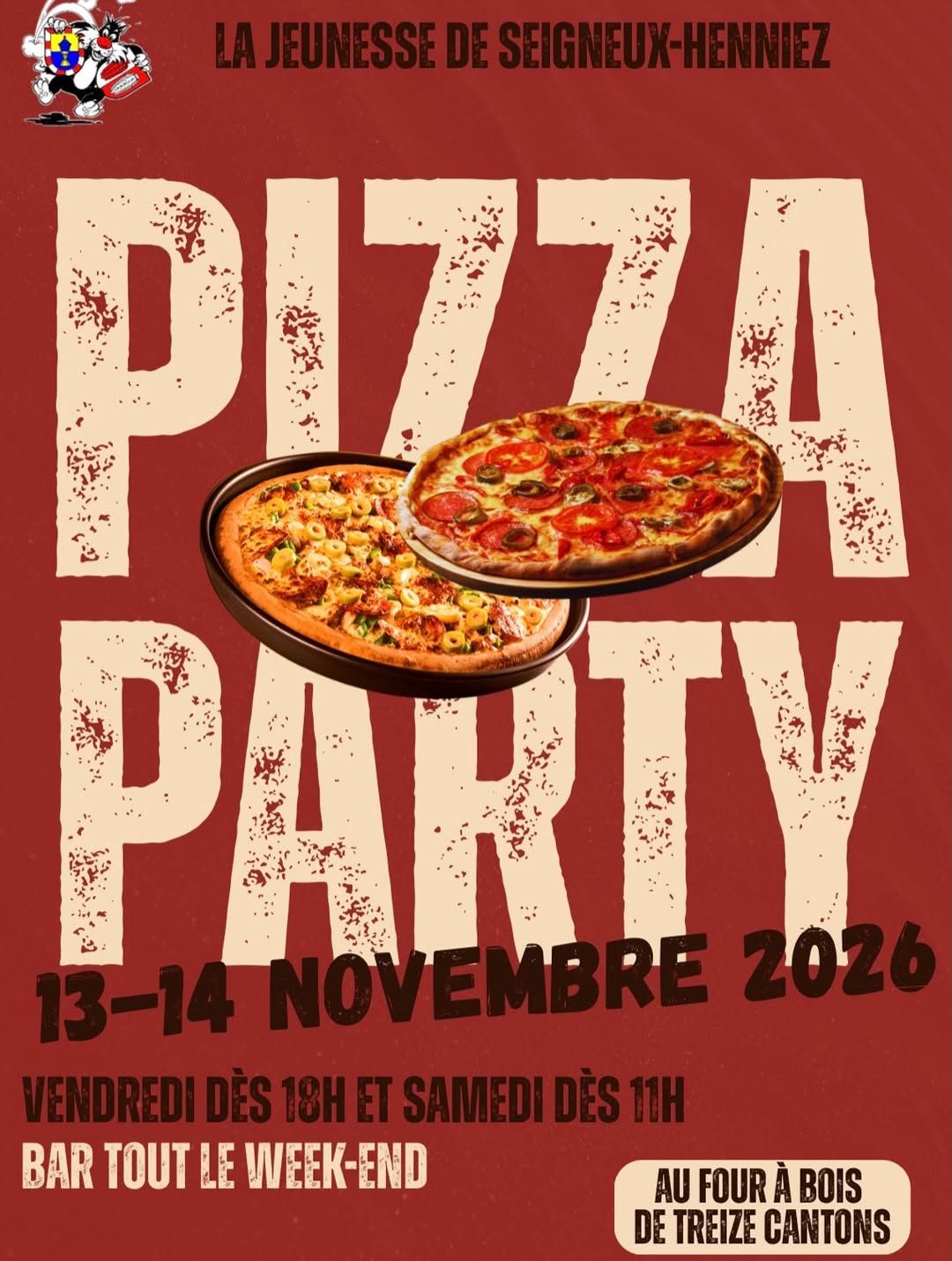 Affiche de Pizza Party de la Jeunesse de Seigneux-Henniez