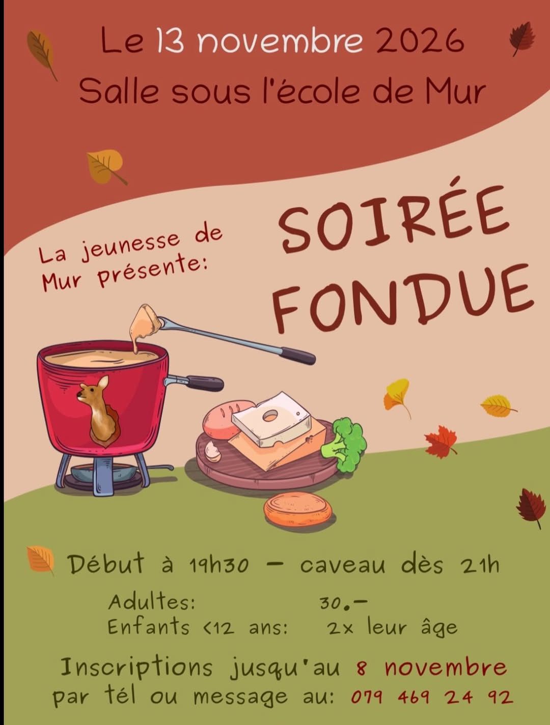 Affiche de Soirée fondue de la Jeunesse de Mur