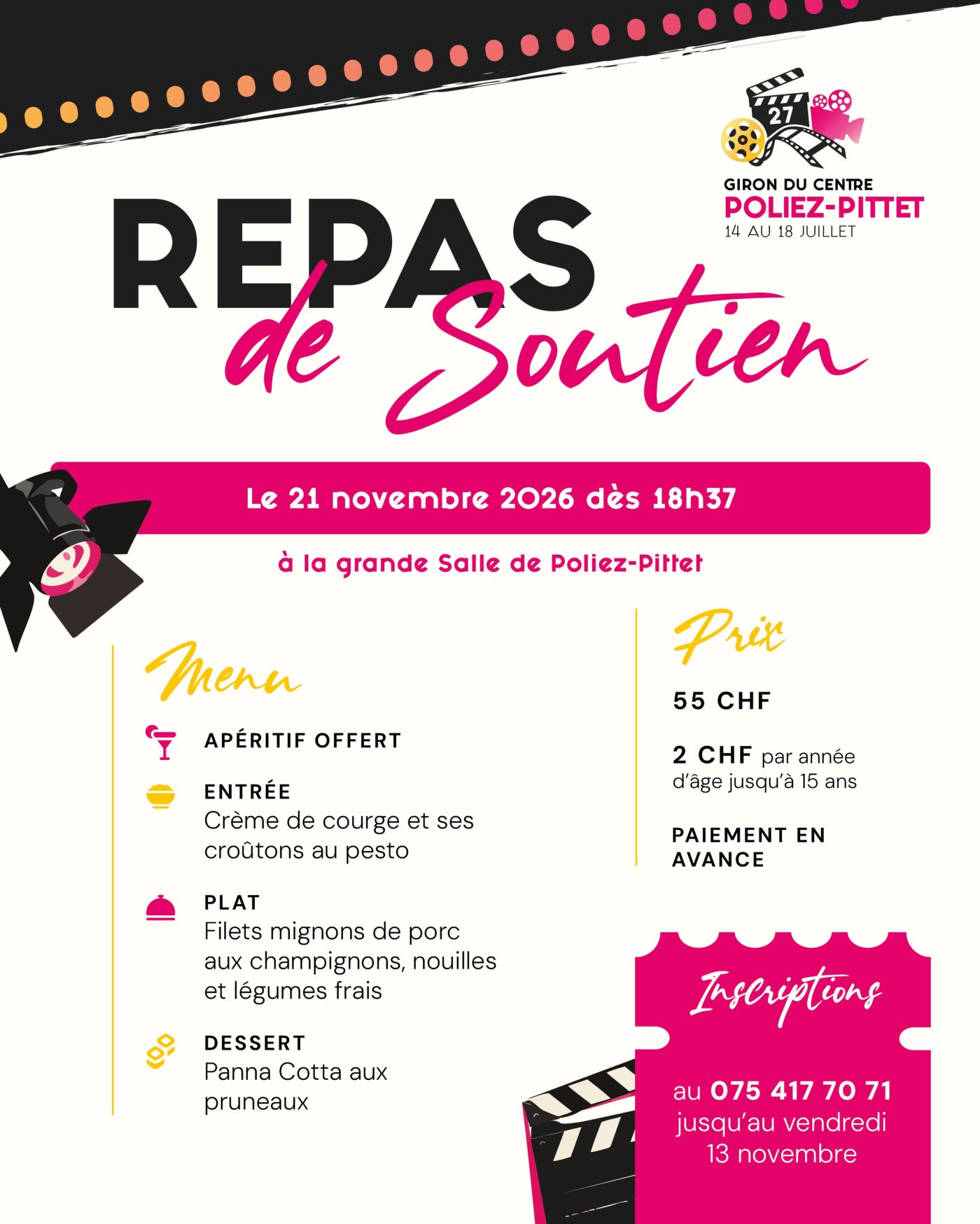 Affiche de Repas de soutien - Giron du Centre FVJC 2027