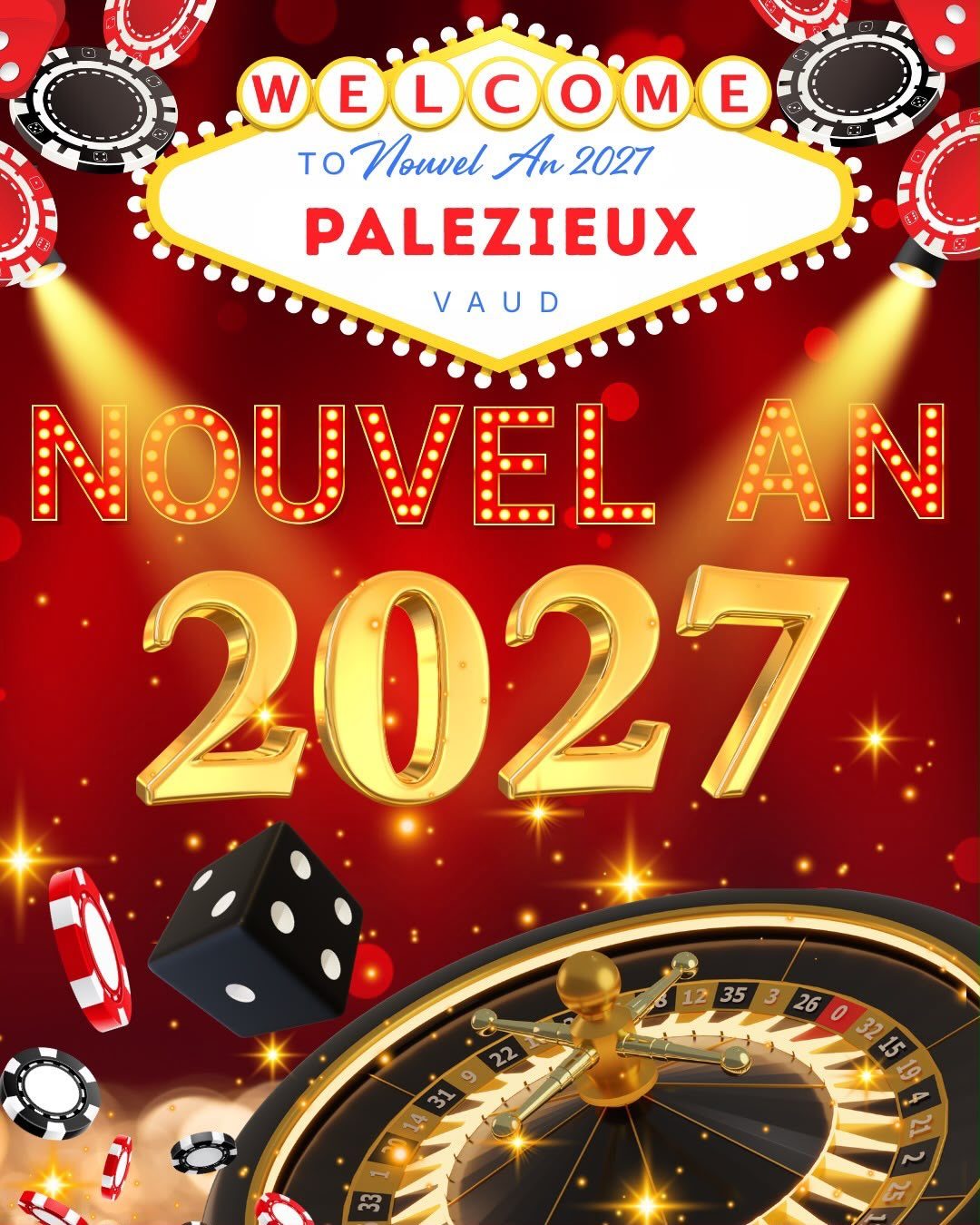 Affiche de Nouvel-An 2027 - Jeunesse de Palézieux (thème Casino)