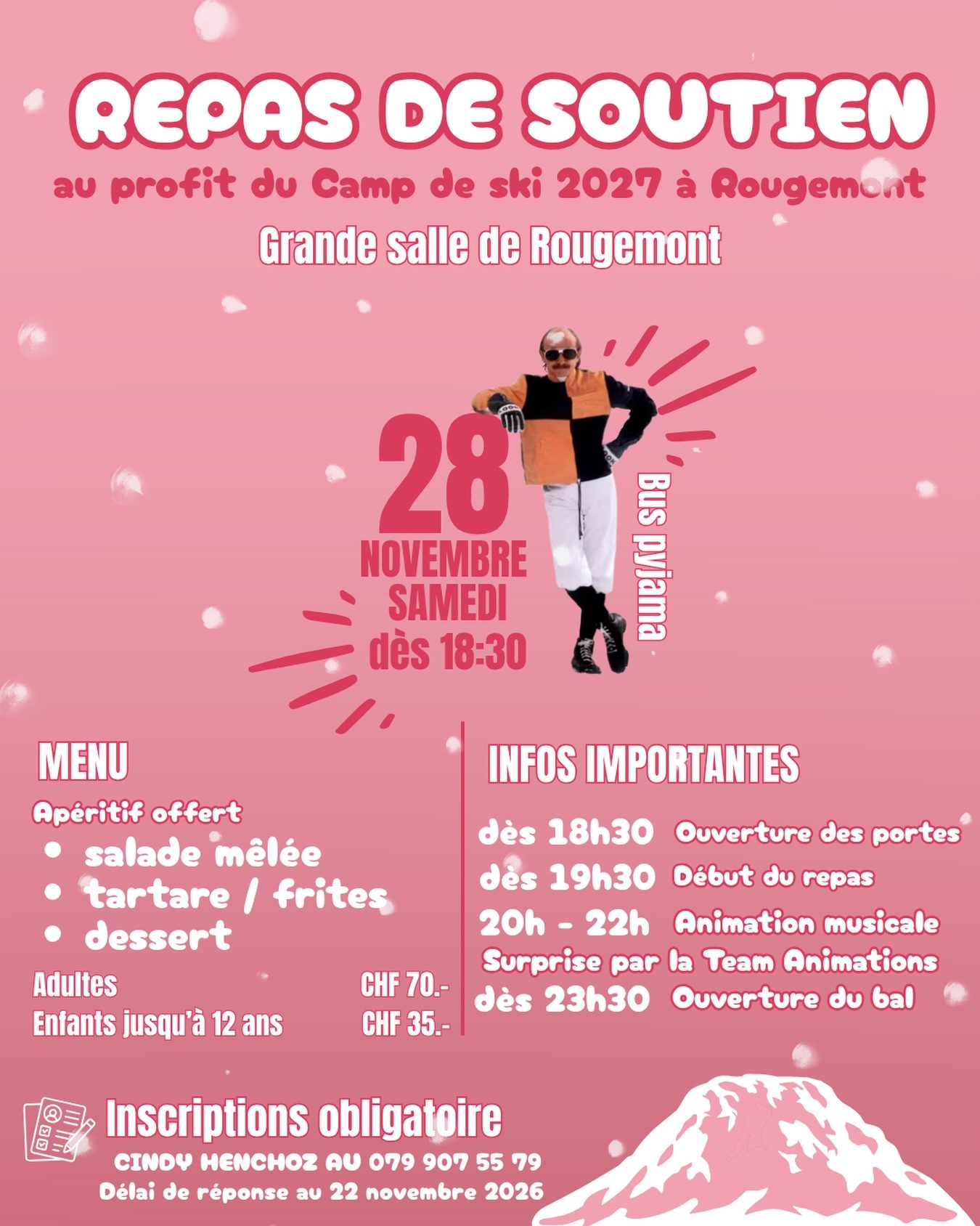 Affiche de Repas de soutien du Camp de ski FVJC 2027