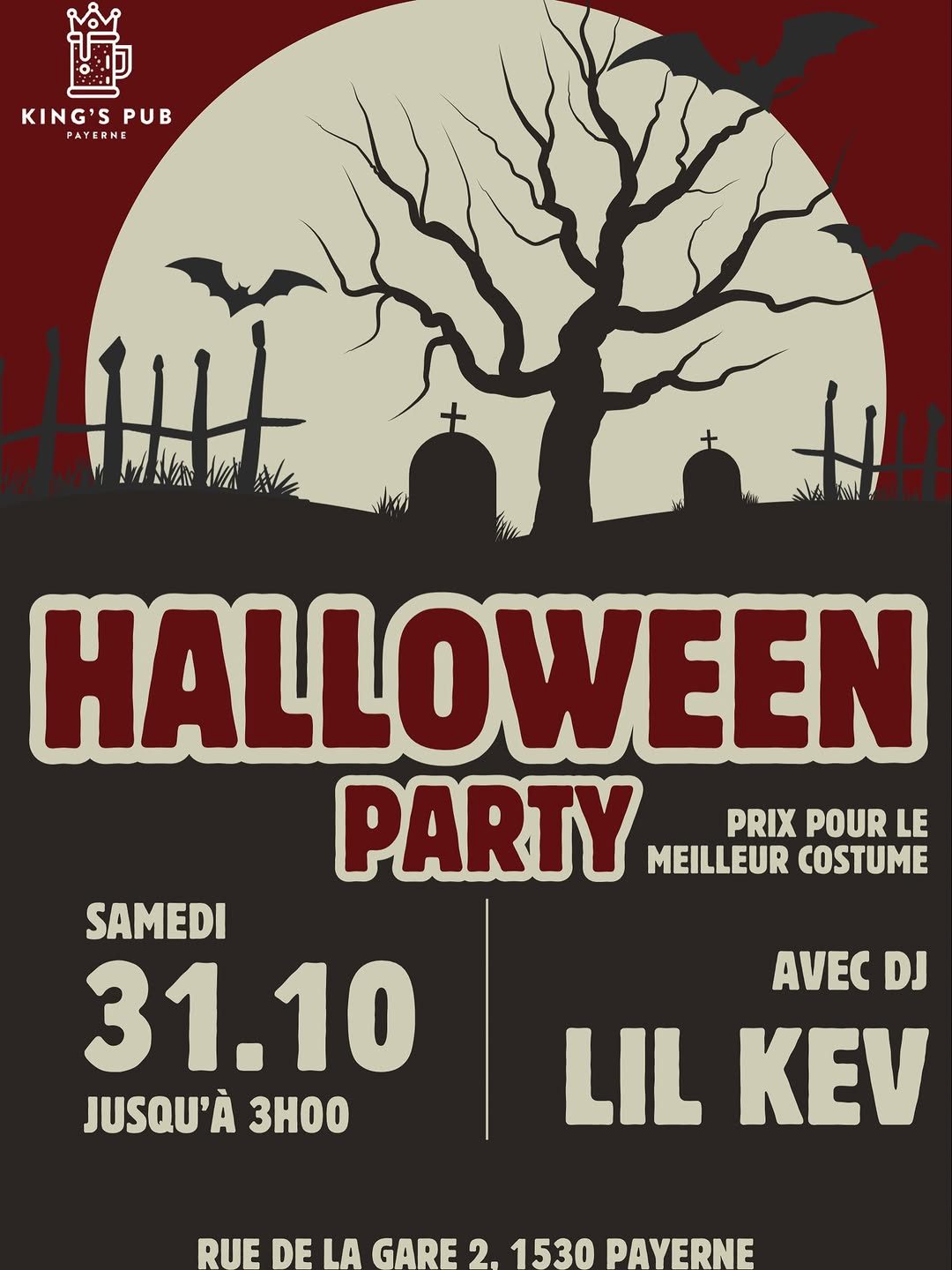 Affiche de Soirée Halloween au King's Pub