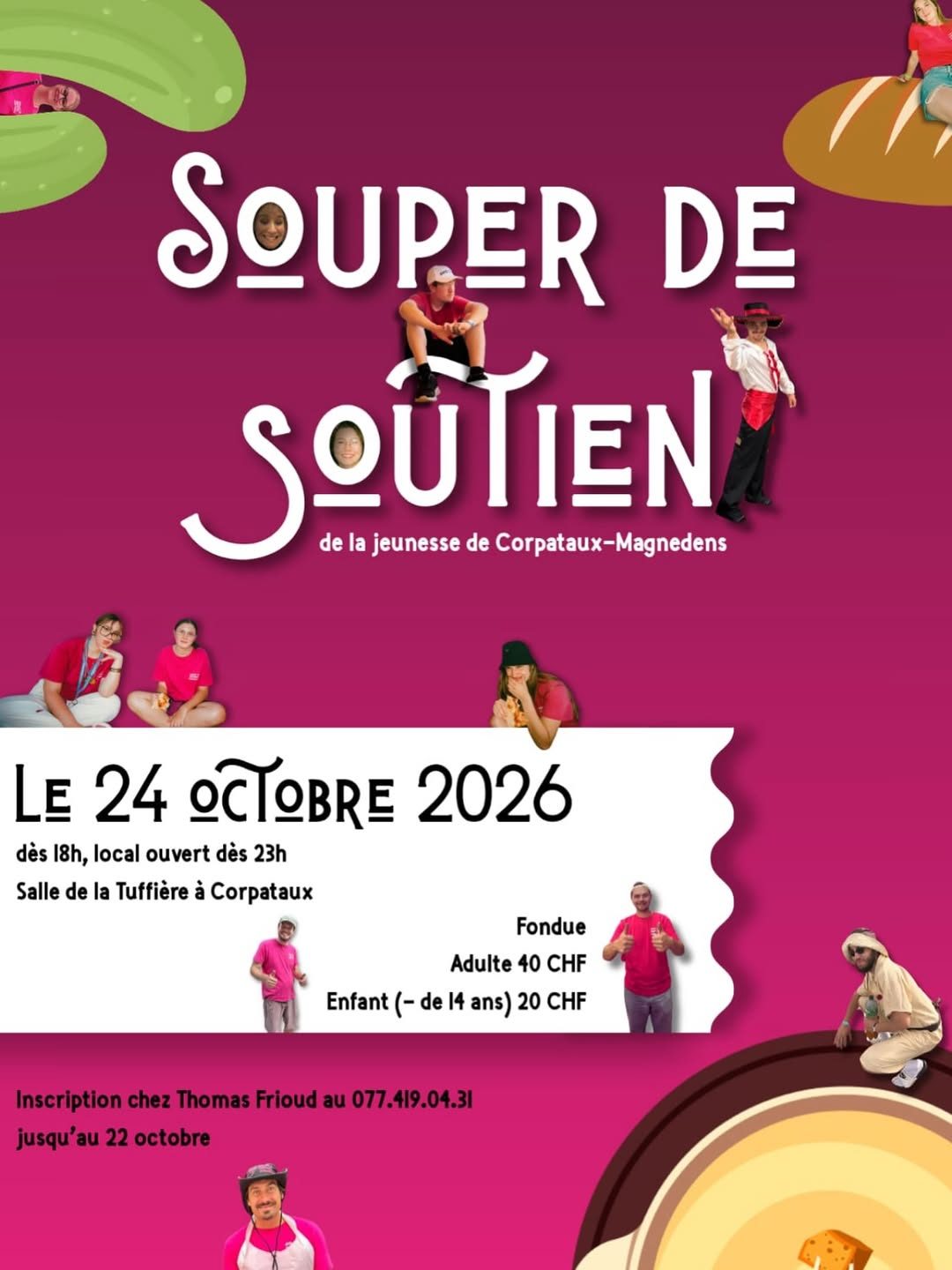 Affiche de Souper de soutien de la Jeunesse de Corpataux-Magnedens